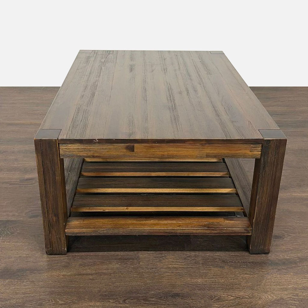 Wooden Coffee Table with Slatted Shelf