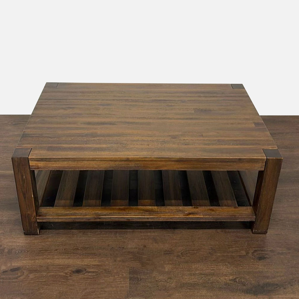 Wooden Coffee Table with Slatted Shelf