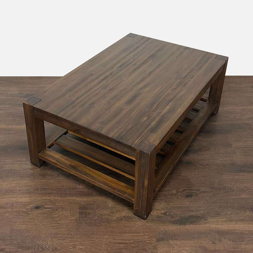 Wooden Coffee Table with Slatted Shelf