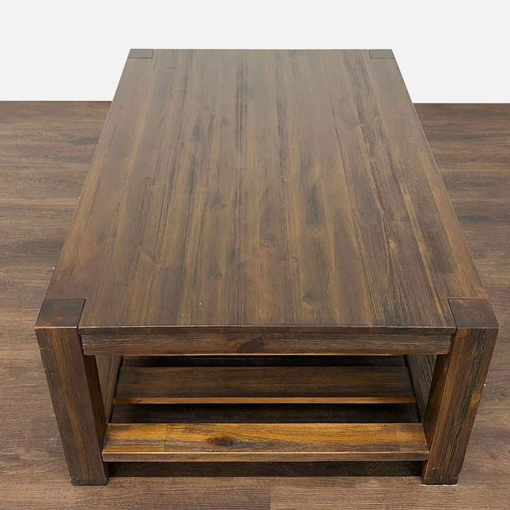 Wooden Coffee Table with Slatted Shelf