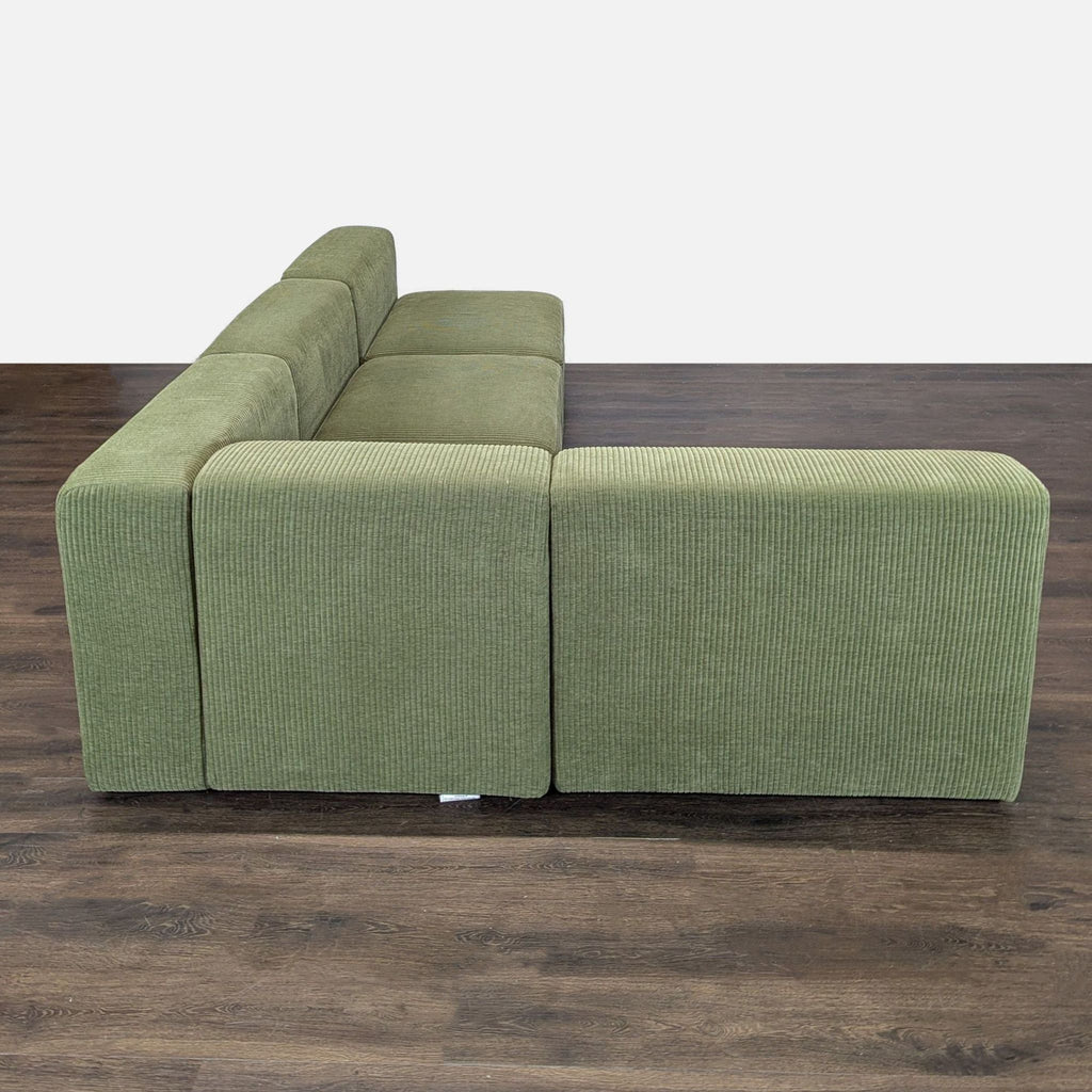Ikea Jattebo Green Corduroy Sectional Sofa with Hidden Storage