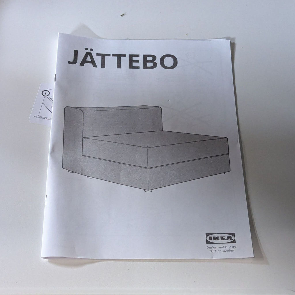 Ikea Jattebo Green Corduroy Sectional Sofa with Hidden Storage