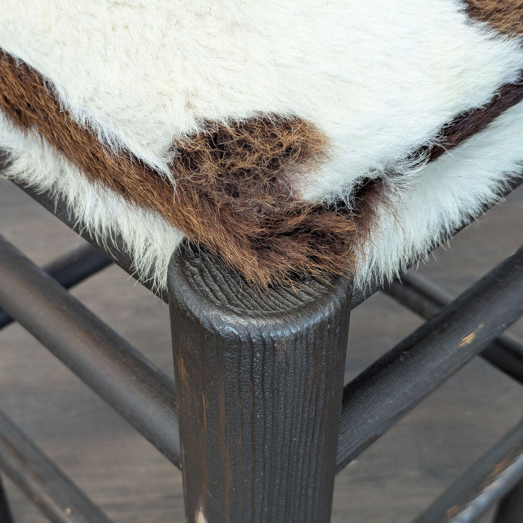 Wood Stool with Cowhide Cushion Seat