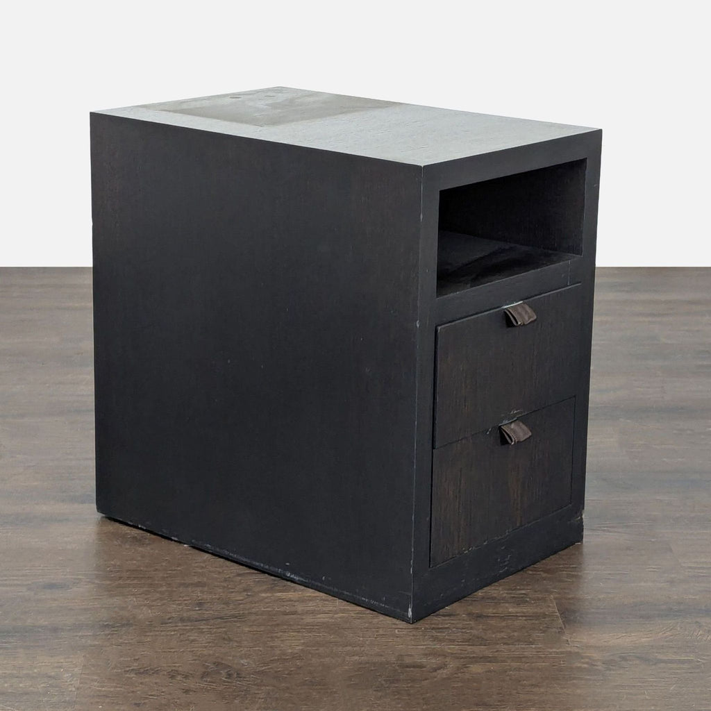 Two Drawer Nightstand with Open Shelf