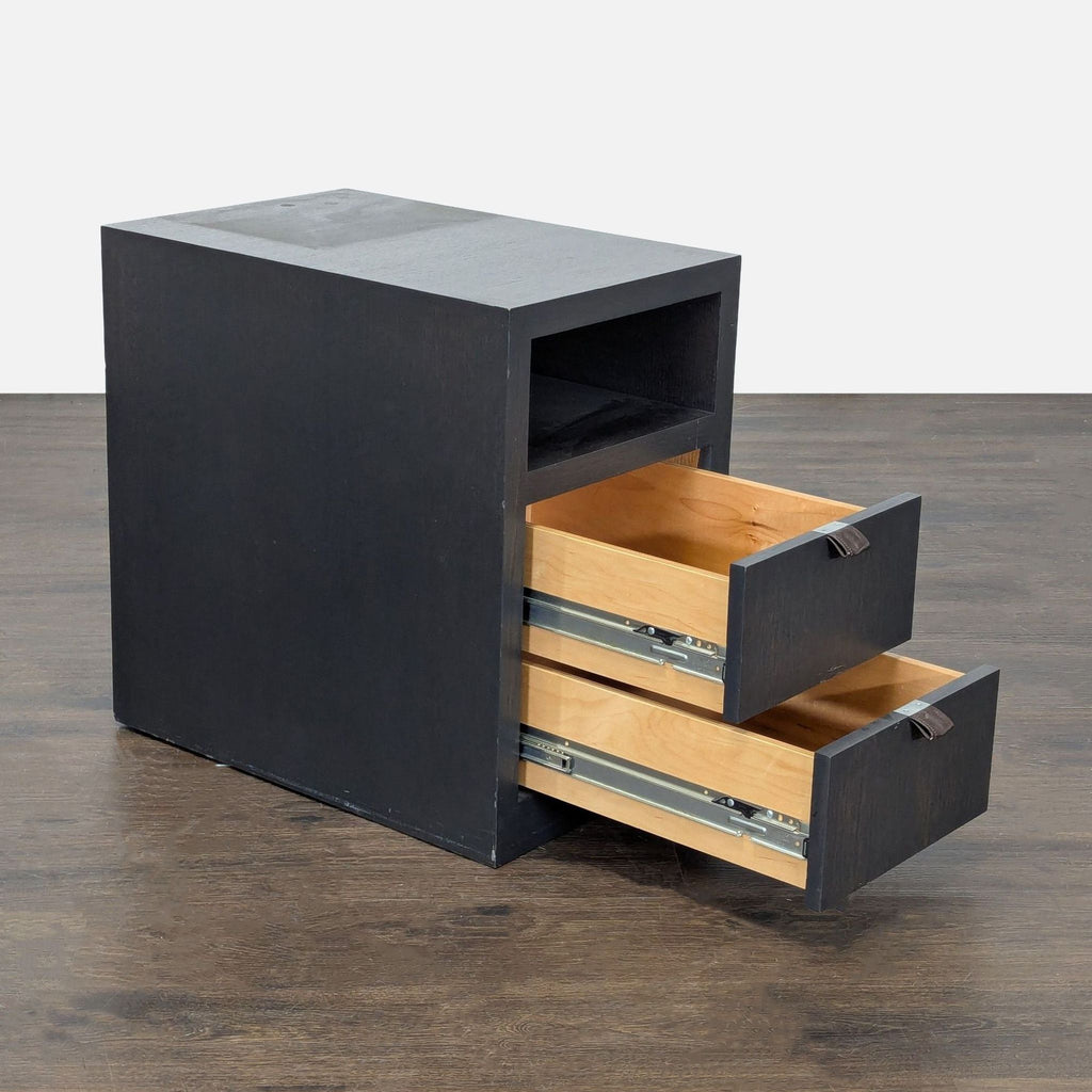 Two Drawer Nightstand with Open Shelf