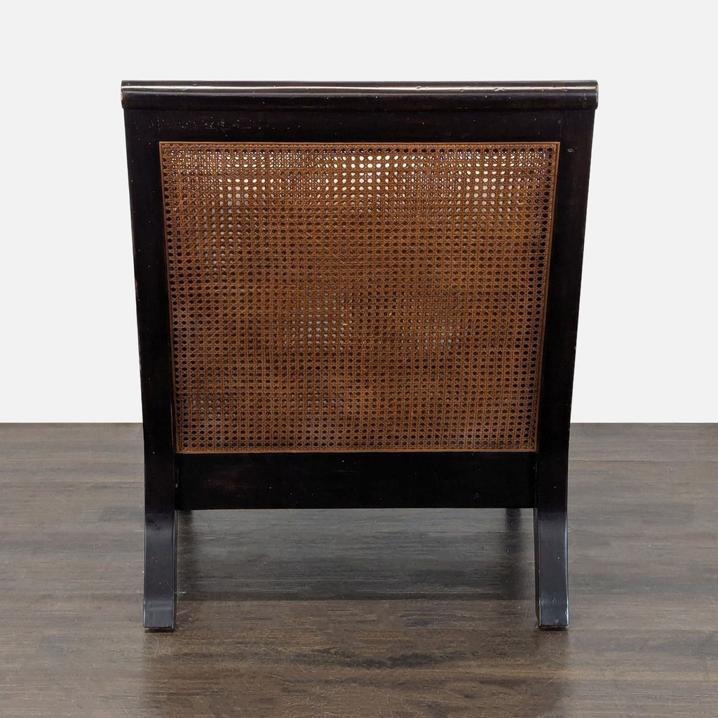 Classic Lounge Chair with Cushioned Seat and Caned Sides