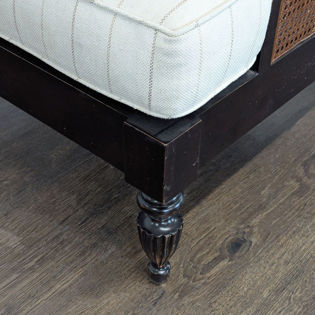 Classic Lounge Chair with Cushioned Seat and Caned Sides