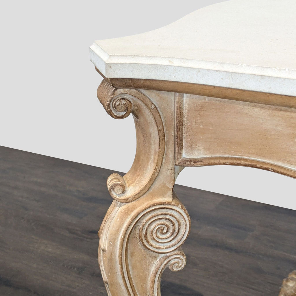 Vintage Carved Wood Console Table