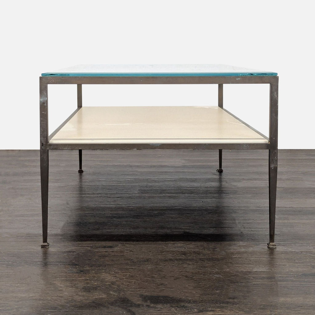 Two Tier Metal and Glass Coffee Table