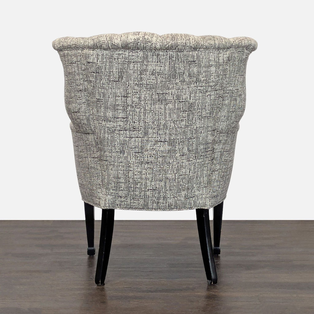 Classic Upholstered Wingback Lounge Chair with Carved Wood Arms and Legs