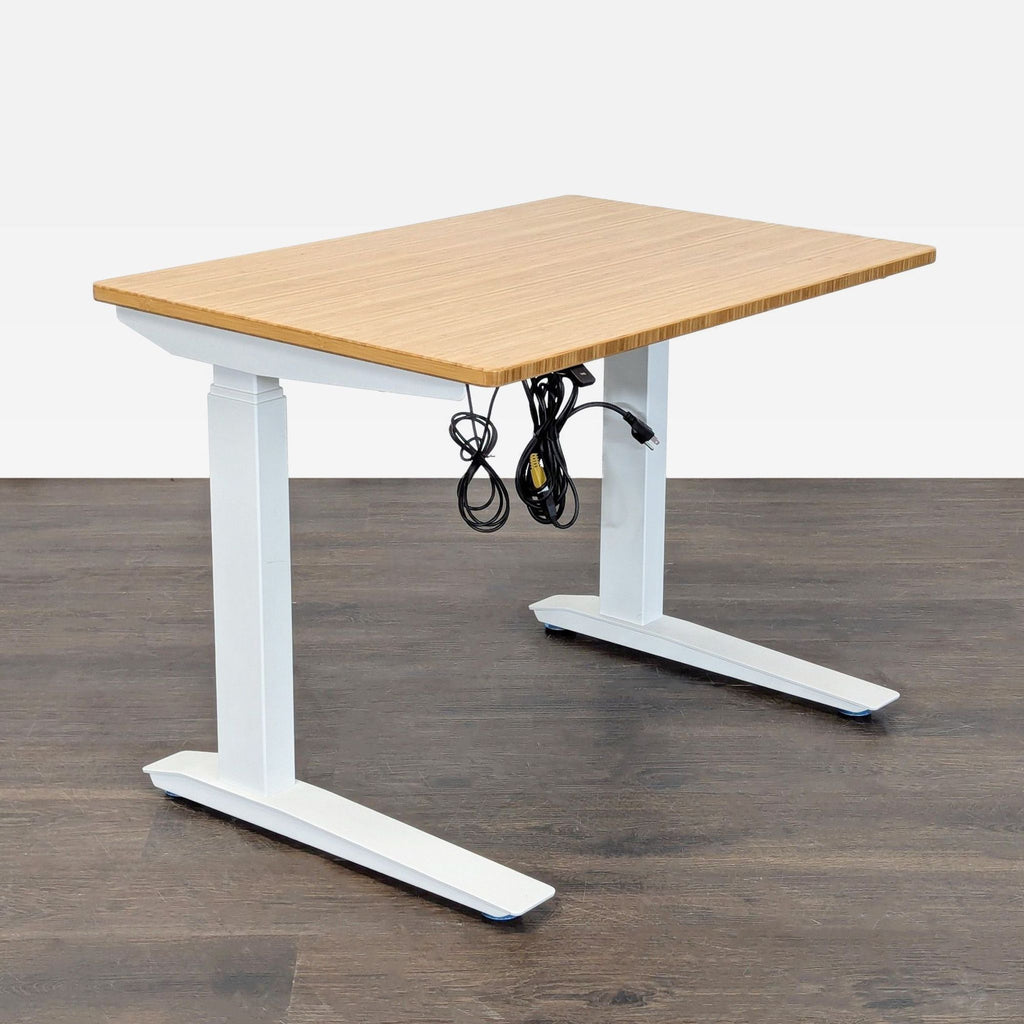 Fully Jarvis 36” Adjustable Height Standing Desk with Bamboo Top and White Frame