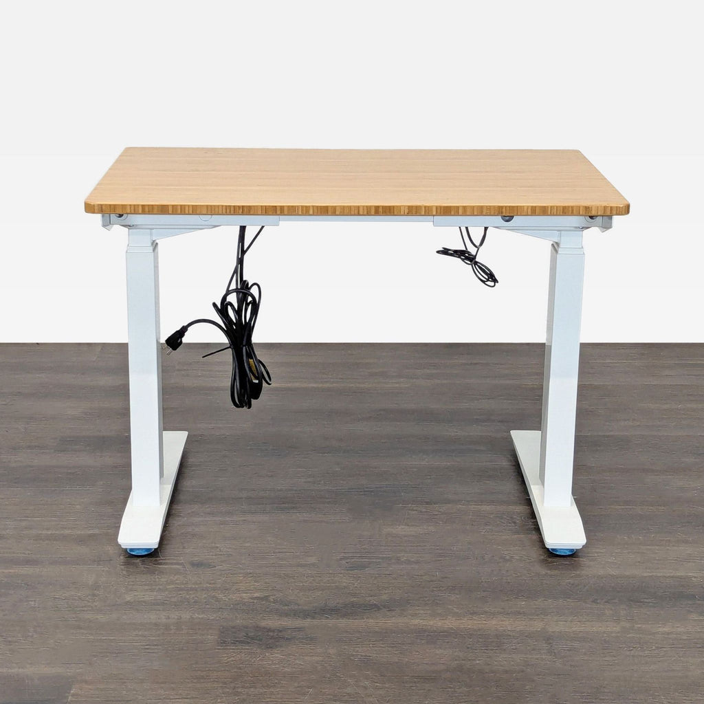 Fully Jarvis 36” Adjustable Height Standing Desk with Bamboo Top and White Frame