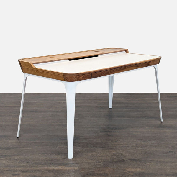 Certainly! Since the actual images are not visible and there is no specific description, I'll provide three general but distinct alt texts tailored for a Herman Miller desk in the Desks category: