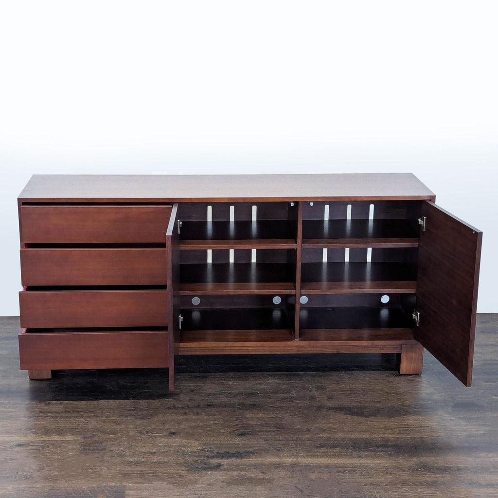 2. Stylish Mitchell Gold + Bob Williams entertainment center featuring multiple compartments and a clean design.