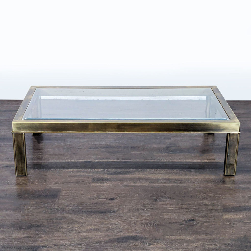 Vintage American Brass and Glass Coffee Table