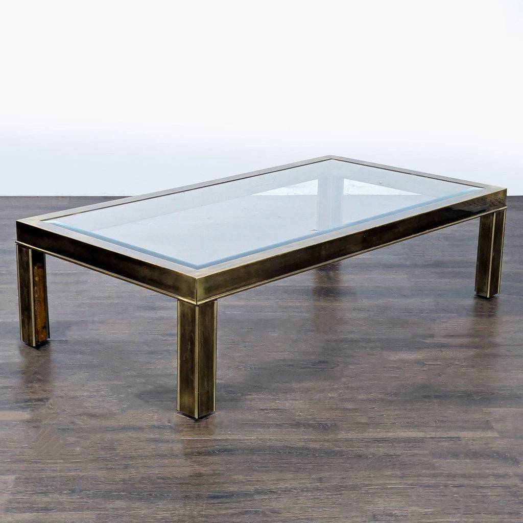 Vintage American Brass and Glass Coffee Table