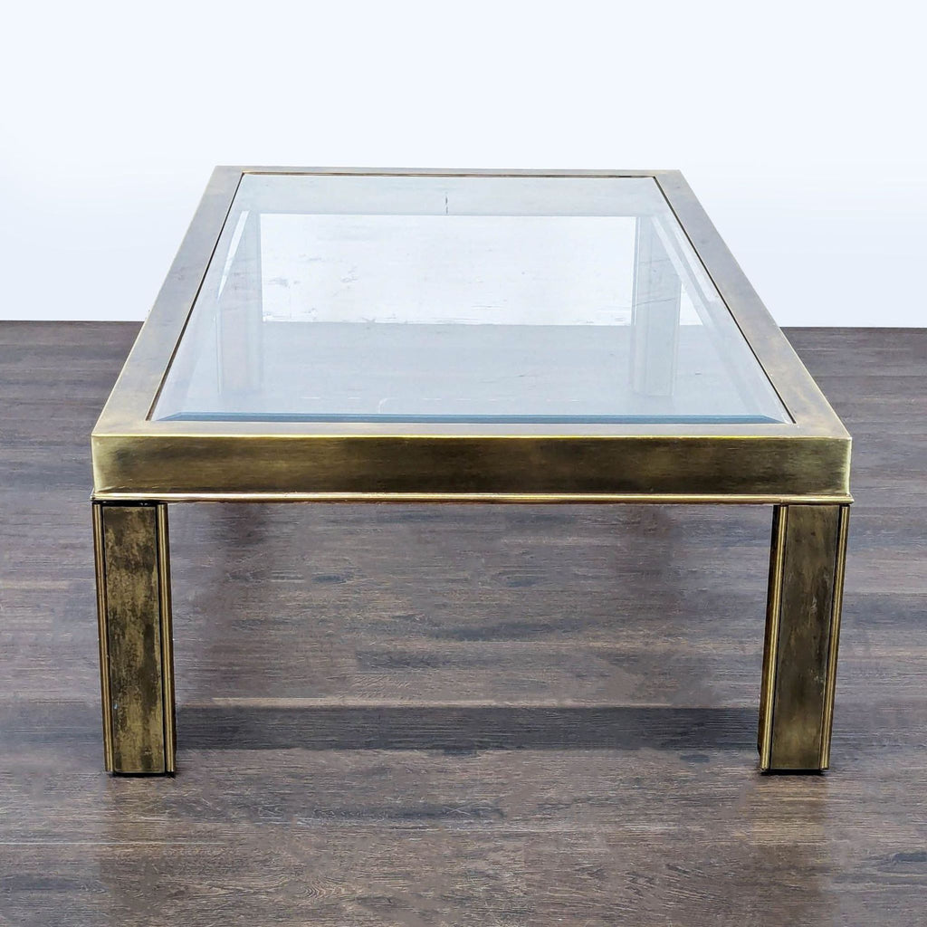 Vintage American Brass and Glass Coffee Table