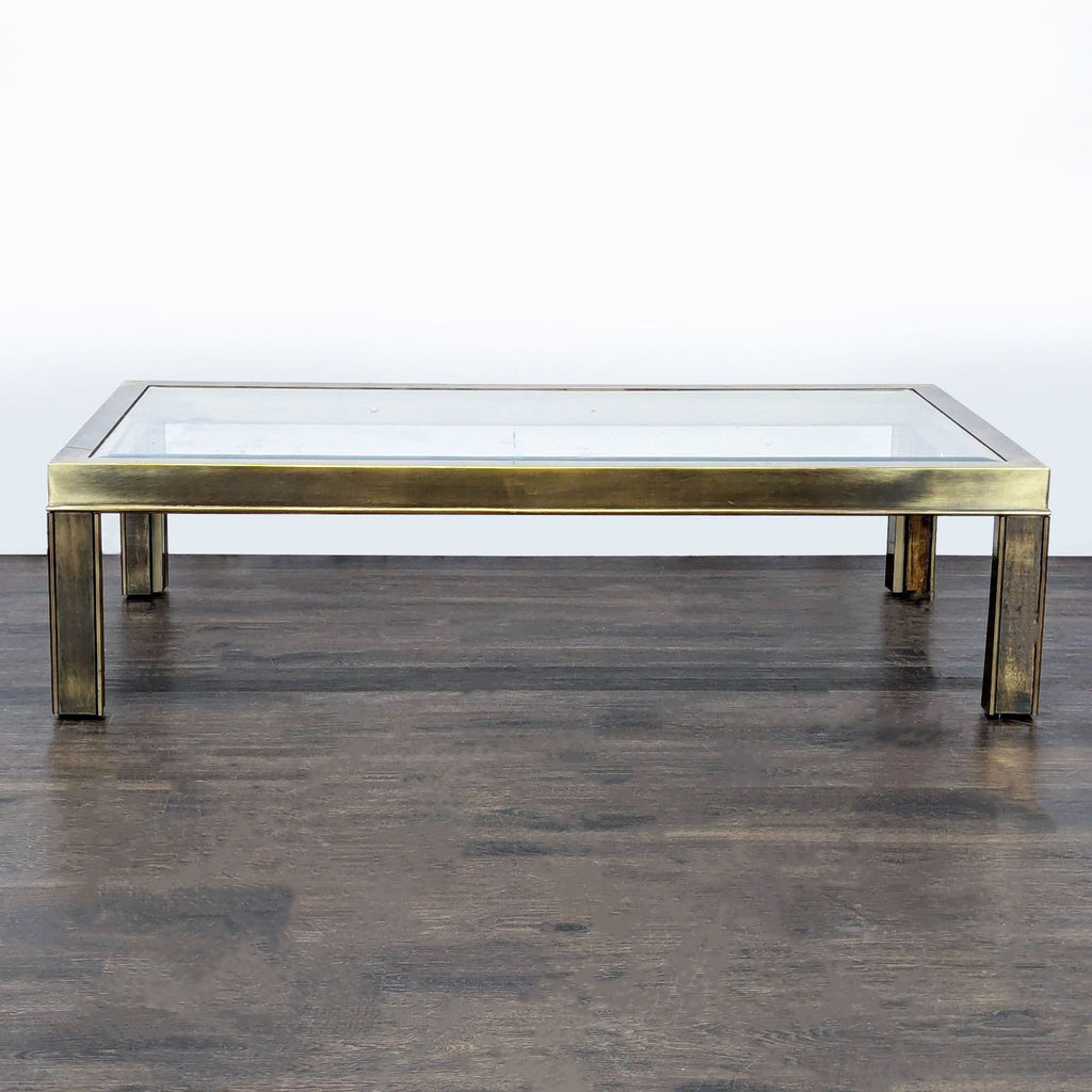 Vintage American Brass and Glass Coffee Table