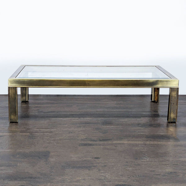 Vintage American Brass and Glass Coffee Table