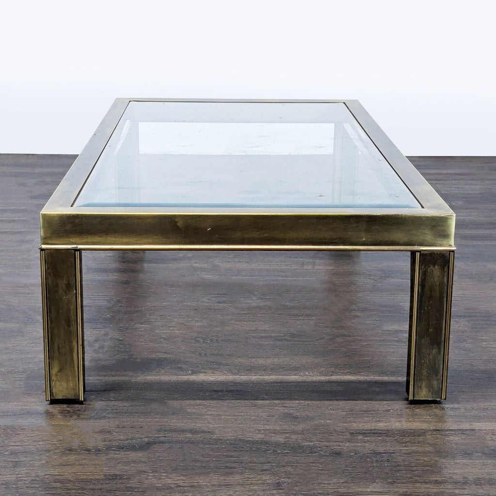 Vintage American Brass and Glass Coffee Table