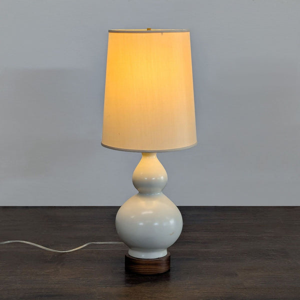 Room and Board Modern Table Lamp with Cream Shade and Wood Base