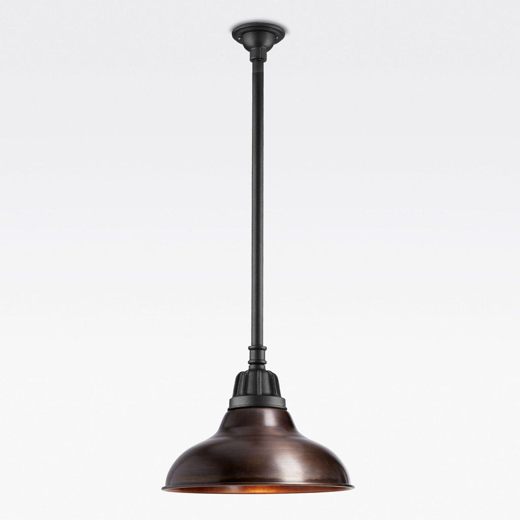 Copper penny Rejuvenation Carson Rod Pendant Light with 16-inch shade, new in box, set of two.