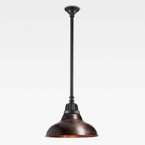 Copper penny Rejuvenation Carson Rod Pendant Light with 16-inch shade, new in box, set of two.