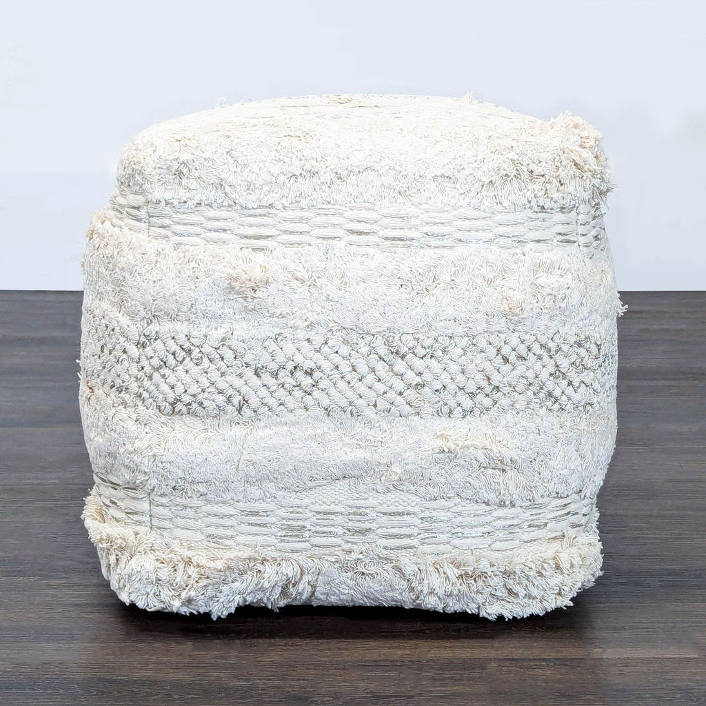 TOV Yorba Beige Cotton Pouf