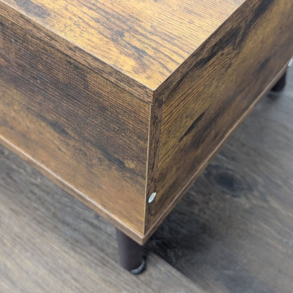 Edx brand MDF coffee table with metal legs, spacious surface, extra shelf, and expandable compartment.
