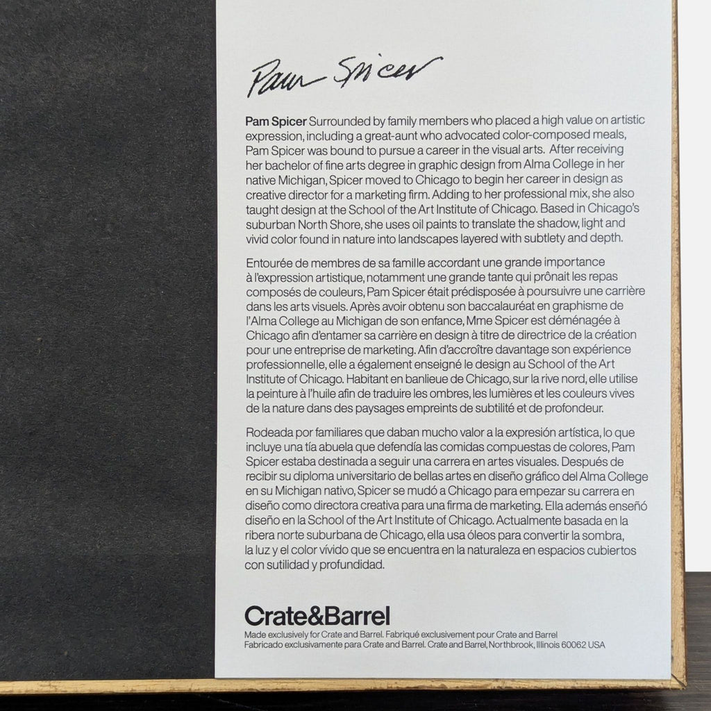 2. Minimalist black and white city map print, sleek frame, branded by Crate and Barrel.