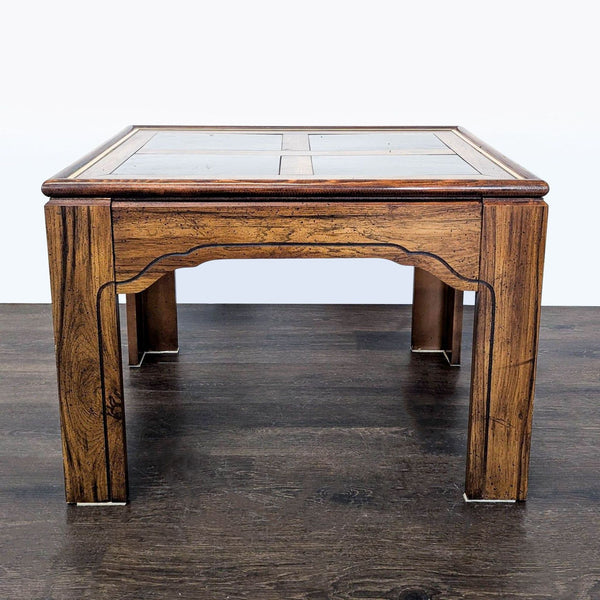 Certainly! However, it seems the full description and the images themselves are missing from your message. Please provide either the images or the full description of the end table, so I can generate three distinct, concise alt texts for you.