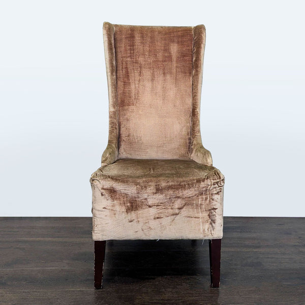Set of 8 dining room chairs, champagne color velvet, wood legs
3 Large beanbags 1 gray, two cream color
