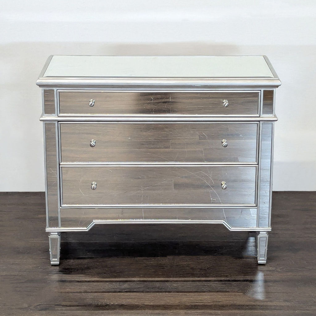 Worlds Away Three Drawer Mirrored Chest/Nightstand