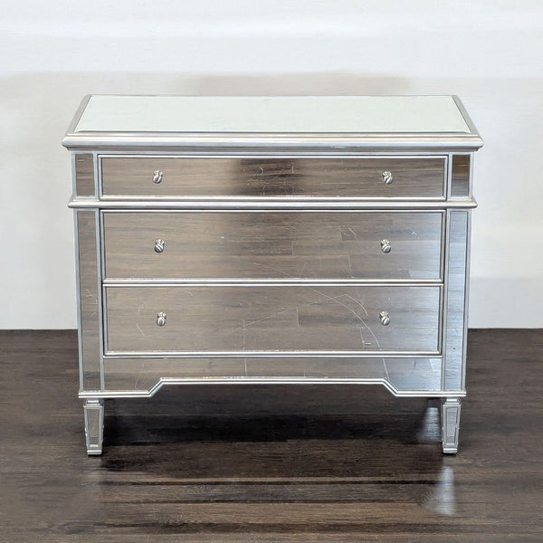 Worlds Away Three Drawer Mirrored Chest/Nightstand