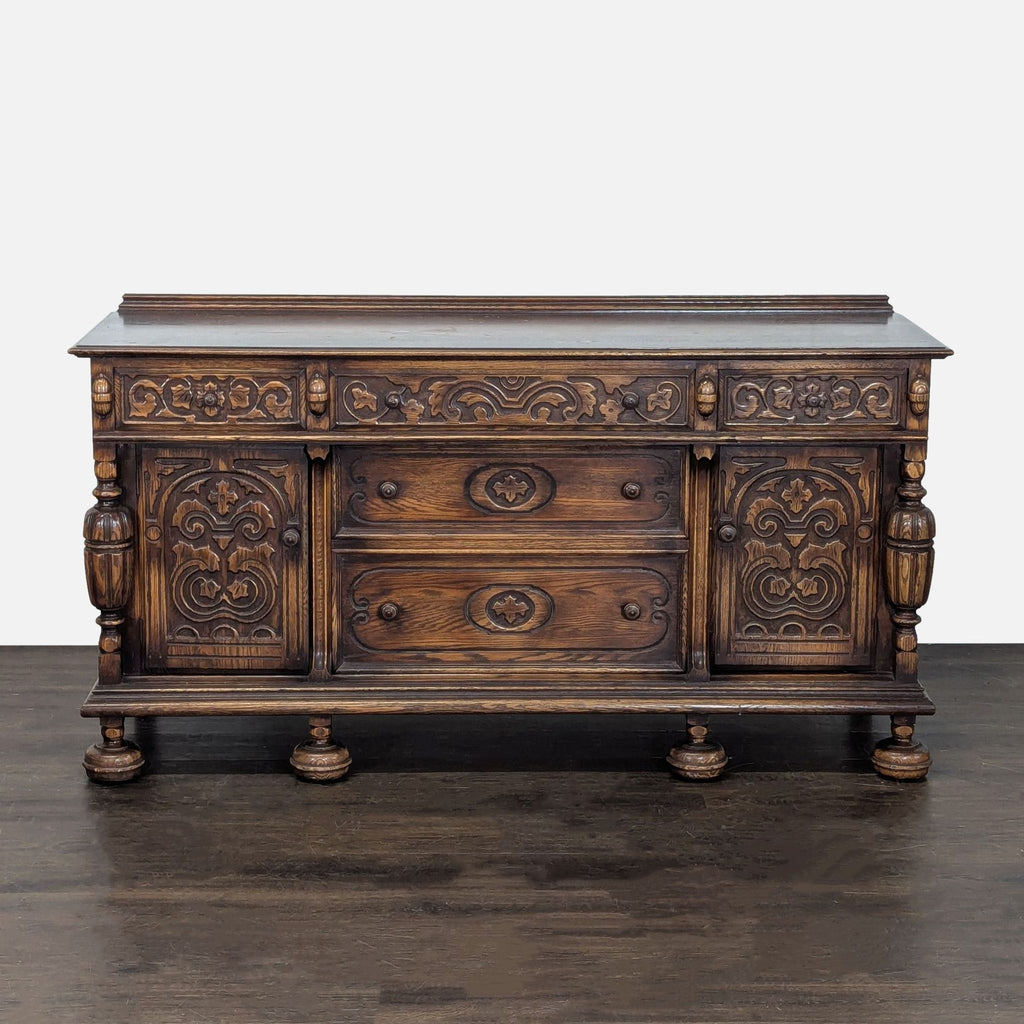 Vintage Wood Carved Sideboard