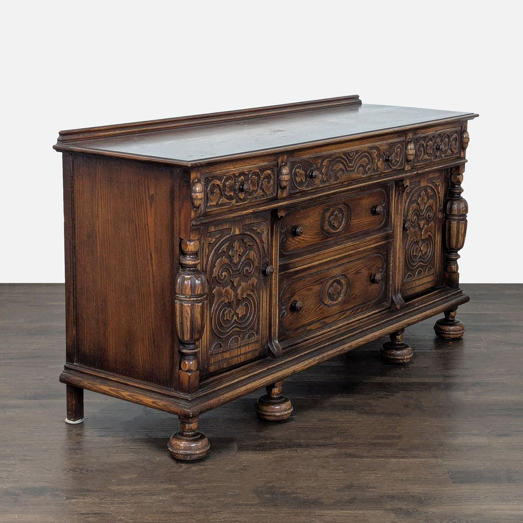 Vintage Wood Carved Sideboard