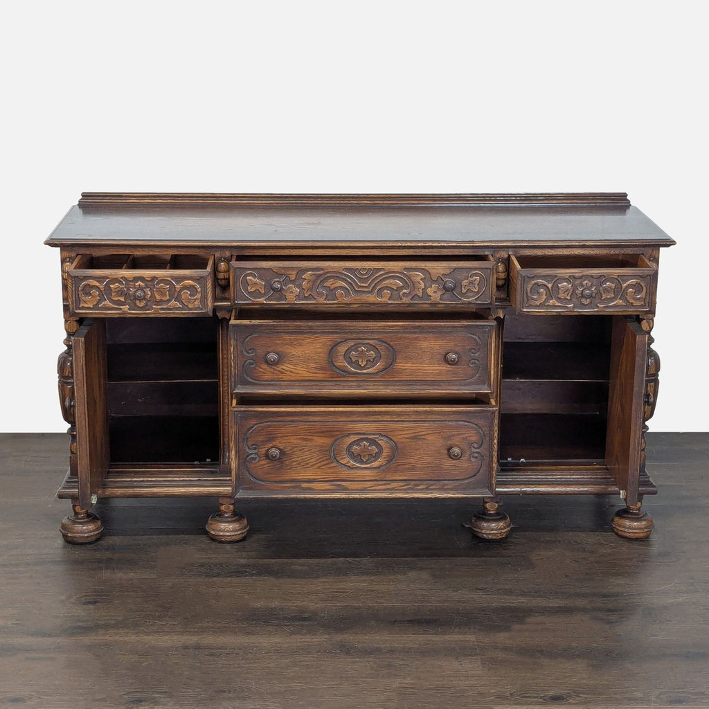 Vintage Wood Carved Sideboard