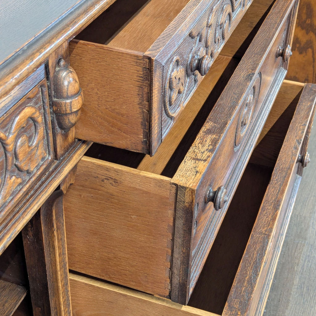 Vintage Wood Carved Sideboard