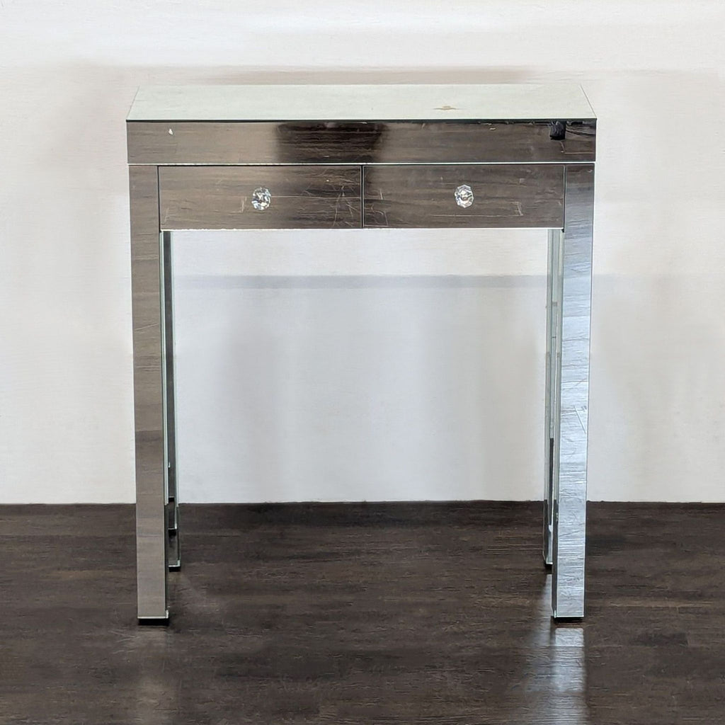 Two Drawer Mirrored Side Table