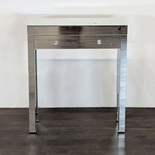 Two Drawer Mirrored Side Table