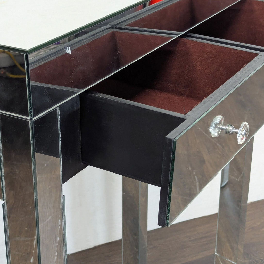 Two Drawer Mirrored Side Table