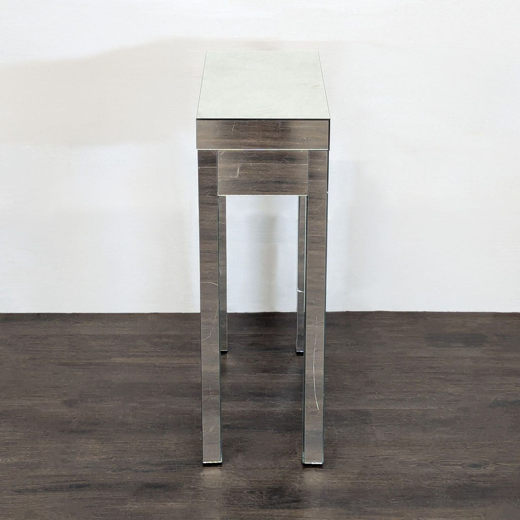 Two Drawer Mirrored Side Table
