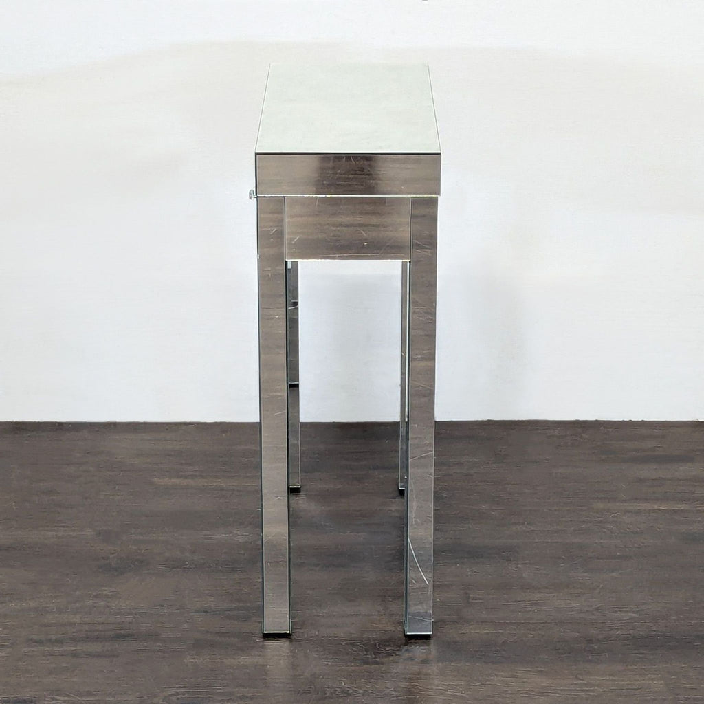 Two Drawer Mirrored Side Table