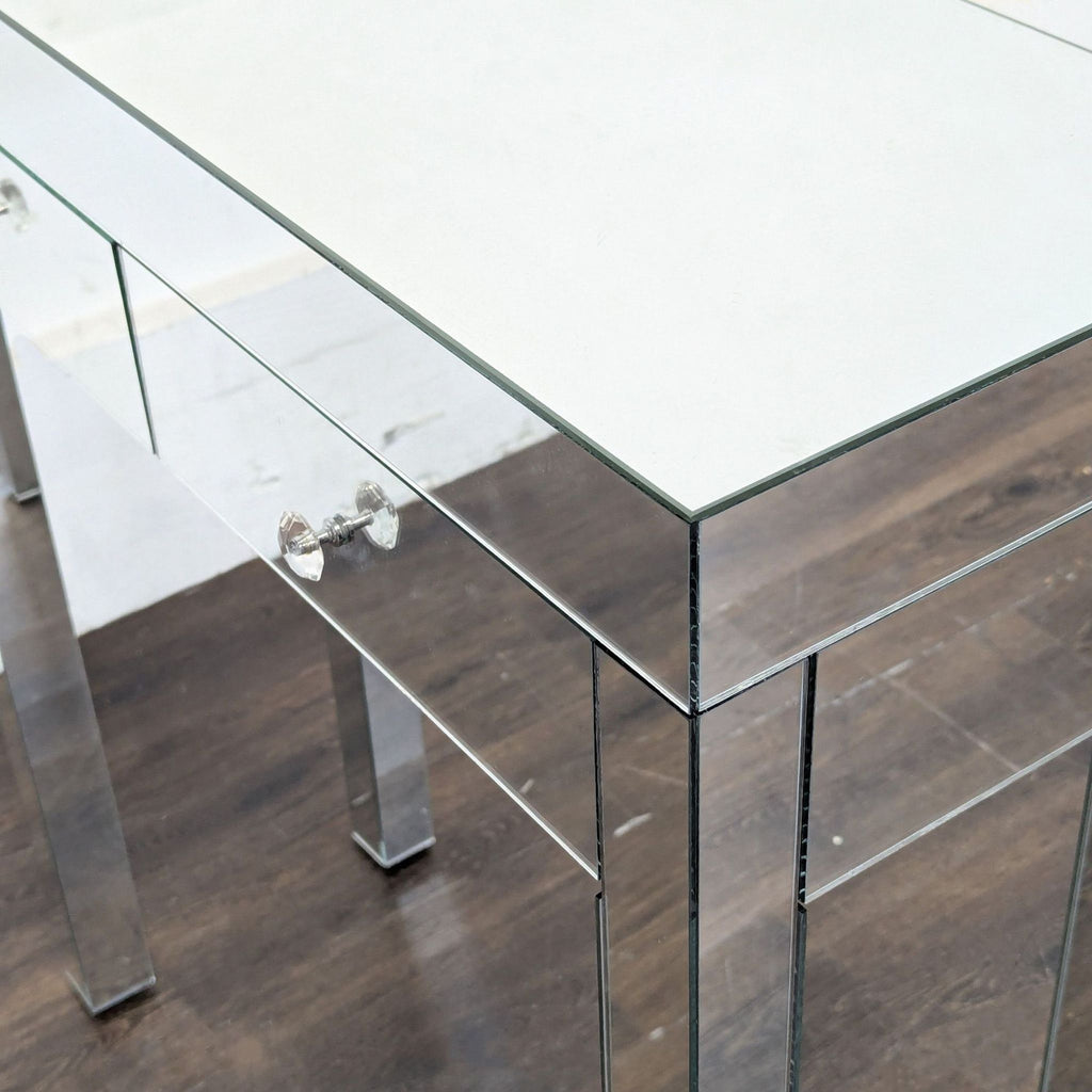 Two Drawer Mirrored Side Table