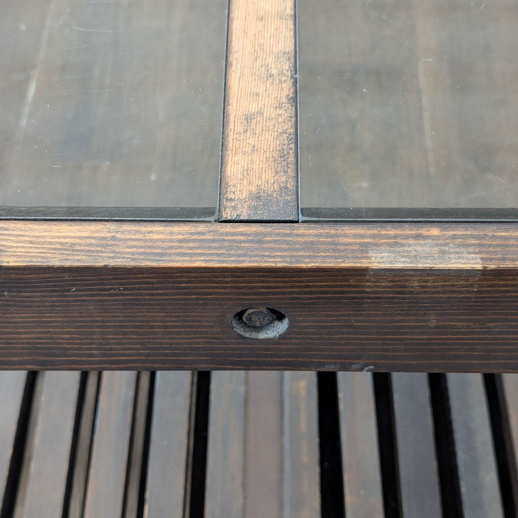 Wood and Glass Side Table with Slatted Shelf