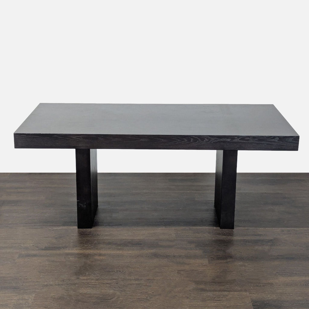 Dining table set with two chairs and a bench from west elm. Some wear on cushions.
