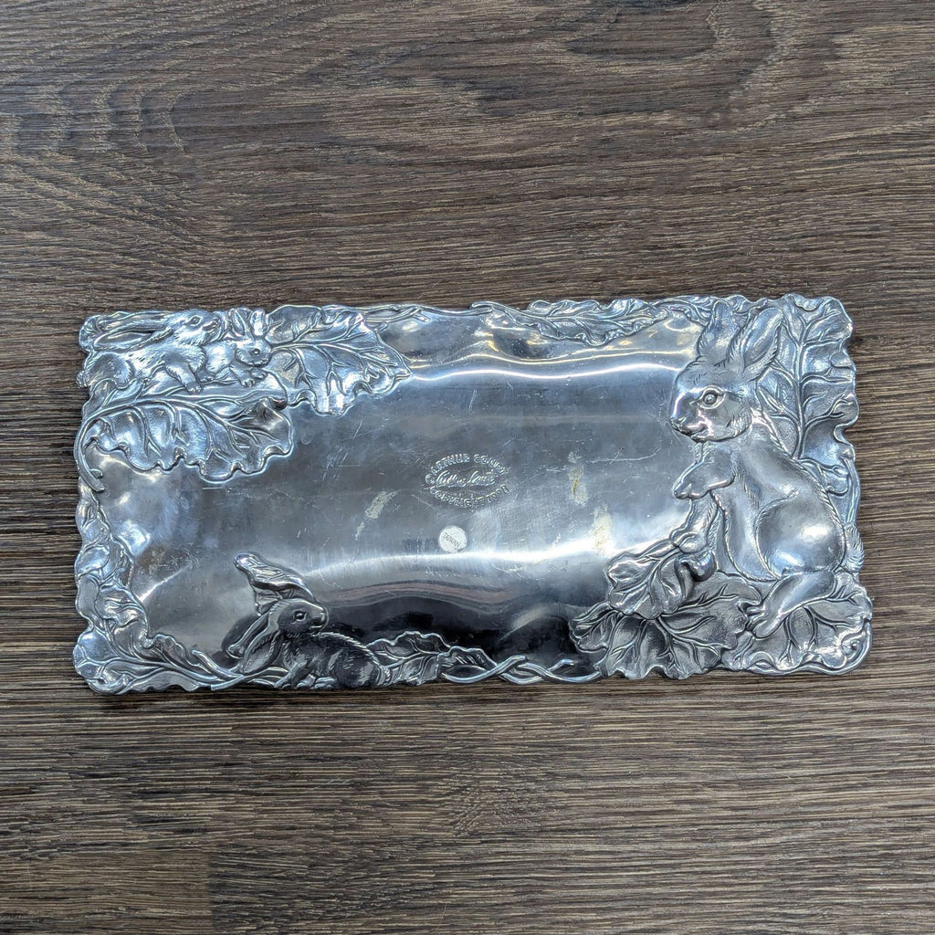 Arthur Court 1998 Aluminum Bunny Motif Serving Tray – Kitchen Decor - Accepted Offer (20.00% discount)