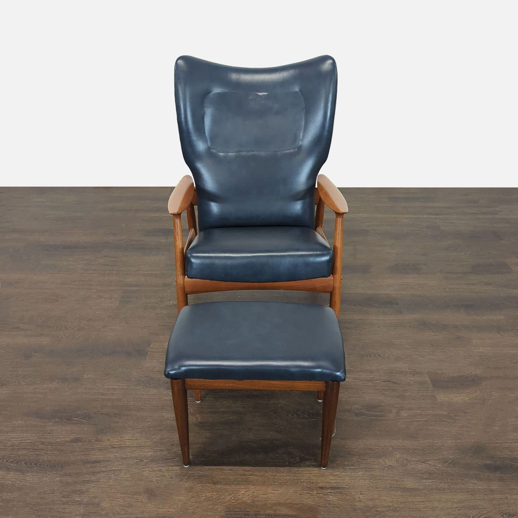 John Boné lounge chair and ottoman with wood frame and leather cushions, ideal for stylish living areas.