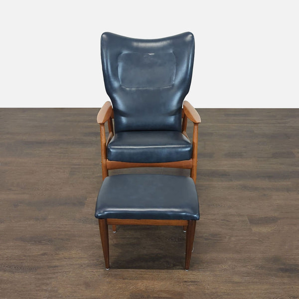 John Boné lounge chair and ottoman with wood frame and leather cushions, ideal for stylish living areas.