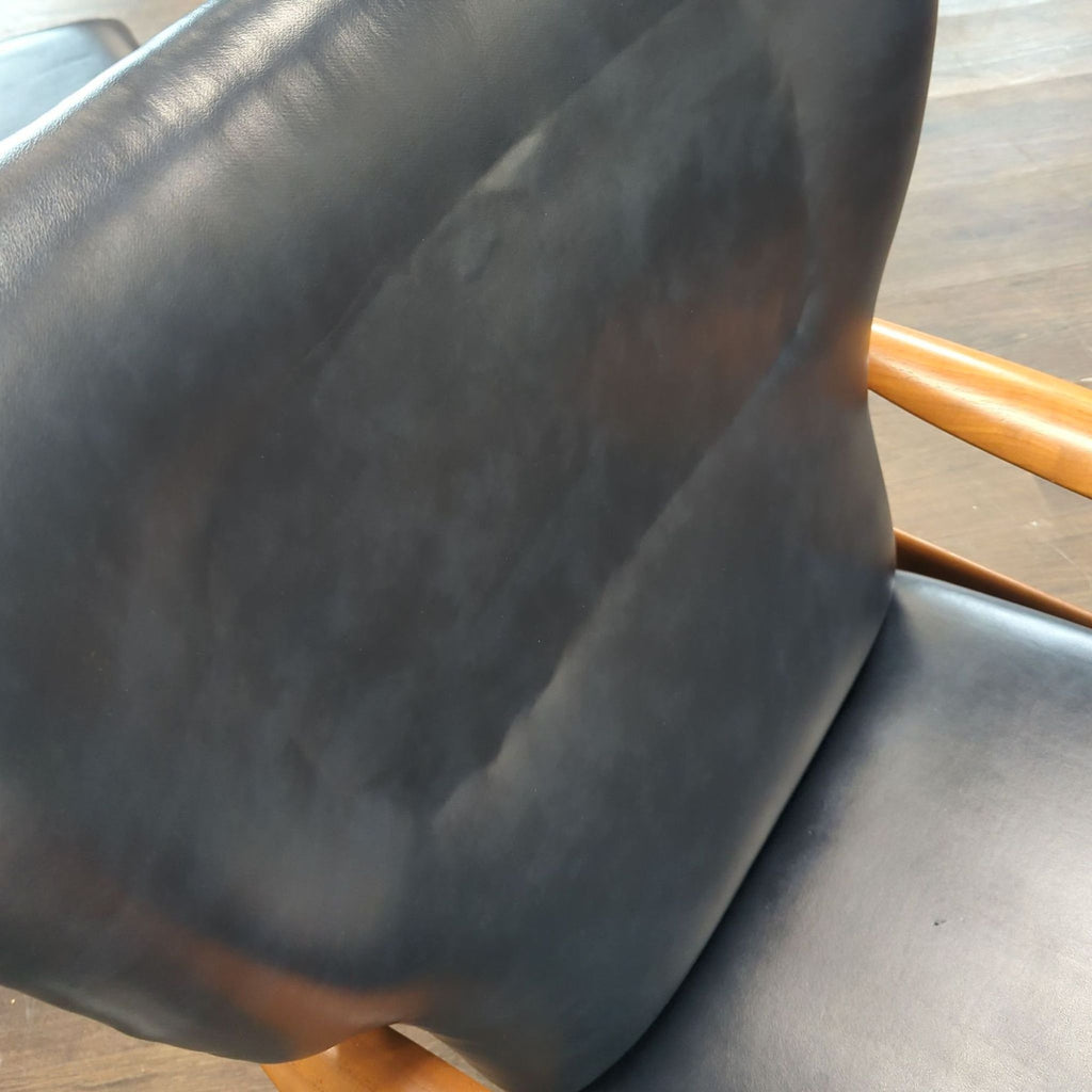John Boné Lounge Chair and Ottoman Set – Leather Upholstery, Wooden Frame